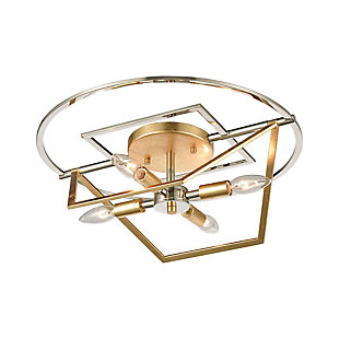 Steel Geosphere 4-Light Semi Flush in Polished Nickel and Parisian Gold Leaf, , rollover