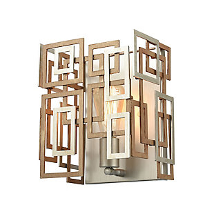 Steel Gridlock 1-Light Sconce in Matte Gold and Aged Silver, , large