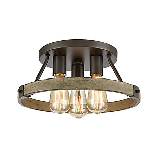 Steel Transitions 3-Light Semi Flush in Oil Rubbed Bronze and Aspen, , large