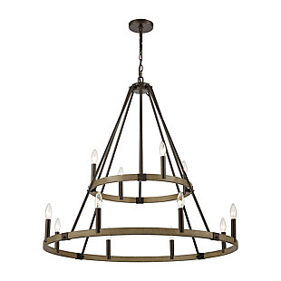 Steel Transitions 12-Light Chandelier in Oil Rubbed Bronze and Aspen Finish, , rollover