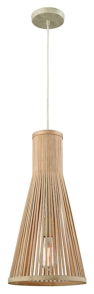 One Pleasant Fields 1-Light Mini Pendant in Russet Beige with Natural Wicker Shade, , large