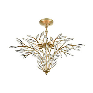 Steel Flora Grace 7-Light Chandelier in Champagne Gold with Clear Crystal, , rollover