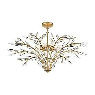 Steel Flora Grace 9-Light Chandelier in Champagne Gold with Clear Crystal, , rollover