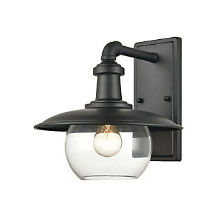 Steel Jackson 1-Light Outdoor Sconce in Matte Black with Clear Glass, , large