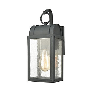 Steel Heritage Hills 1-Light Outdoor Sconce in Aged Zinc with Seedy Glass Enclosure, , rollover
