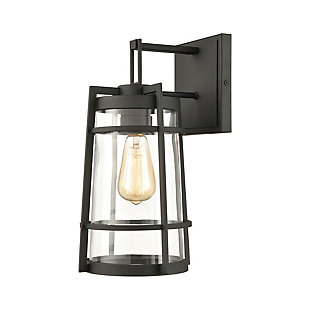 Steel Crofton 1-Light Outdoor Sconce in Charcoal with Clear Glass, , large