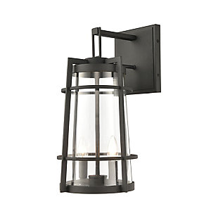 Steel Crofton 2-Light Outdoor Sconce in Charcoal with Clear Glass, , rollover