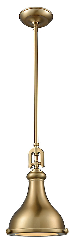 One Rutherford 1-Light Mini Pendant in Satin Brass with Metal Shade, , rollover