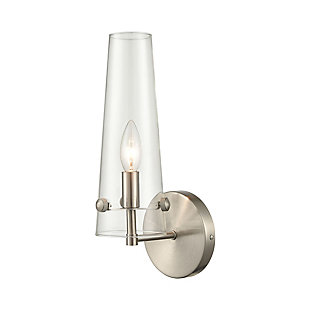 Steel Valante 1-Light Sconce in Satin Nickel with Clear Glass, , large
