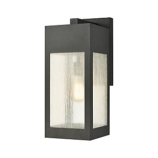 Steel Angus 1-Light Outdoor Sconce in Charcoal with Seedy Glass Enclosure, , large