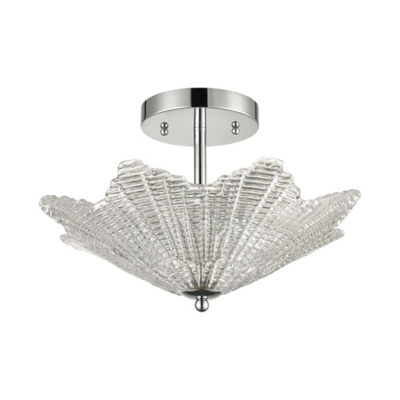 Steel Radiance 3-Light Semi Flush in Polished Chrome with Clear Textured Glass, Polished Chrome, large