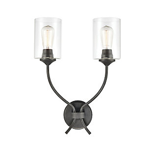 Steel Daisy 2-Light Sconce in Midnight Bronze with Clear Glass, , rollover