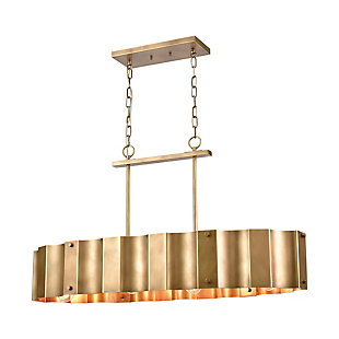 Steel Clausten 4-Light Island Light in Natural Brass with Natural Brass Metal Shade, Natural Brass, rollover