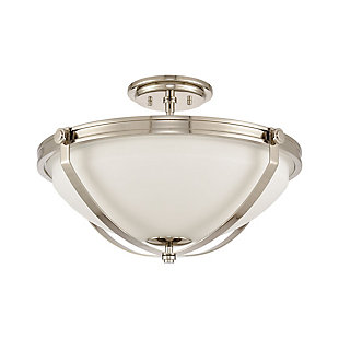 Steel Connelly 3-Light Semi Flush in Polished Nickel with Frosted and Painted White Glass, , rollover