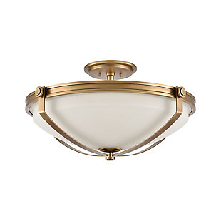 Steel Connelly 4-Light Semi Flush in Natural Brass with Frosted Glass, , rollover