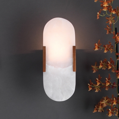 Alabaster Delphi Wall Sconce, Antique Brass Finish, rollover