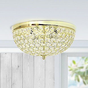 Home Accents Elegant Designs 2 Light Elipse Crystal Flushmount, Gold, Gold, rollover