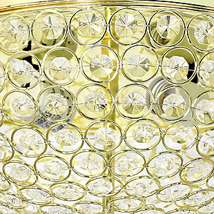 Bejewel your home with this gorgeous two (2) light Elipse crystal ceiling flush mount 2 pack. It features two (2) beautiful Gold finish and crystal tiled shades. This fabulously chic design will be the envy of all your friends!  We believe that lighting is like jewelry for your home. Our products will help to enhance your room with elegance and sophistication.Flawless gold finish | Beautiful crystal shade | Each flushmount uses 2 x 60w medium base type b bulbs (not included) | Perfect for living room, dining room, bedroom, office, or foyer.