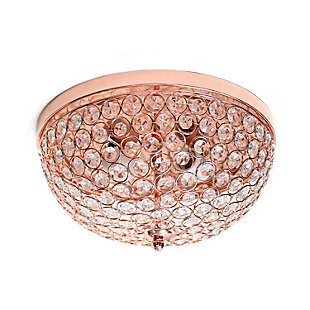 Home Accents Elegant Designs 2 Light Elipse Crystal Flushmount, Rose Gold, Rose Gold, large