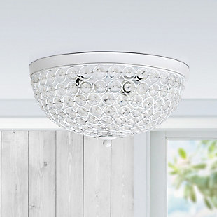 Home Accents Elegant Designs 2 Light Elipse Crystal Flushmount, White, White, rollover