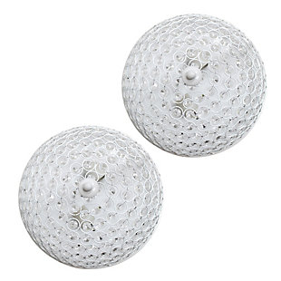 Bejewel your home with this gorgeous two (2) light Elipse crystal ceiling flush mount 2 pack. It features two (2) beautiful White finish and crystal tiled shades. This fabulously chic design will be the envy of all your friends!  We believe that lighting is like jewelry for your home. Our products will help to enhance your room with elegance and sophistication.Flawless white finish | Beautiful crystal shade | Each flushmount uses 2 x 60w medium base type b bulbs (not included) | Perfect for living room, dining room, bedroom, office, or foyer. | Some assembly required | Available in a variety of finishes