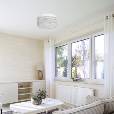 Home Accents Elegant Designs 12" Elipse Crystal 2 Light Round Flushmount, WHT, White, large