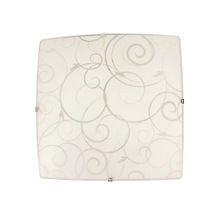 Home Accents Simple Designs Round Flushmount with Scroll Swirl Design, White, large