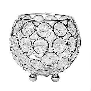 Home Accents Elegant Designs Elipse 3" Crystal Round Accent Candle Holder, Metallic, large