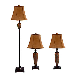 Home Accents Elegant Designs Hammered Bronze 3 Pack Lamp Set, , large
