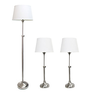 Home Accents Elegant Designs Brushed Nickel Adjustable 3 Pack Lamp Set, , large