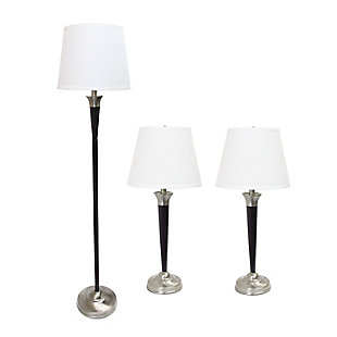 Home Accents Elegant Designs Malbec Black & Brushed Nickel 3 Pk Lamp Set, , large