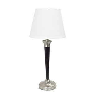 Accessorize your space with this tastefully designed lamp set. It includes 2 table lamps and 1 floor lamp, each with a cream fabric shade to make beautifying your home a cinch! Each lamp is enriched with an exquisite Malbec Black finish. 
We believe that lighting is like jewelry for your home. Our products will help to enhance your room with elegance and sophistication.Set includes 2 table lamps and 1 floor lamp | Beautiful cream fabric shades and exquisite malbec finish | Table lamps:  height: 27"  shades: top opening: 8" bottom opening:12" height: 9” | Floor lamp:  height: 58.5"  shade: top opening: 10" bottom opening:13" height: 10”