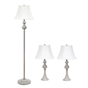 Home Accents Elegant Designs Traditionally Crafted 3 Pk Gray Lamp Set, Gray, large
