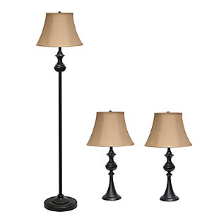 Home Accents Elegant Designs Traditionally Crafted 3 Pk RBZ Lamp Set, Bronze, large
