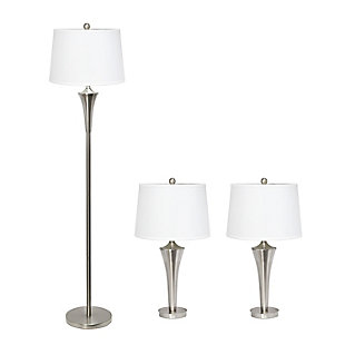 Home Accents Elegant Designs Tapered 3 Pk BSN Lamp Set w/ White Shades, , large
