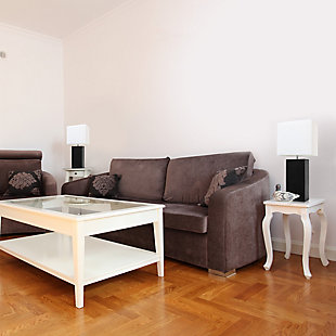 Home Accents Elegant Designs 2 Pk Modern Leather Table Lamp Set, Black, Black, rollover