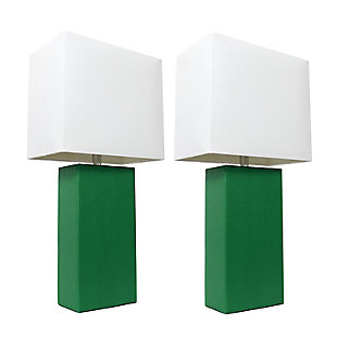 Home Accents Elegant Designs 2 Pk Modern Leather Table Lamp Set, Green, Green, large