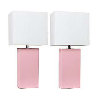 Home Accents Elegant Designs 2 Pk Modern Leather Table Lamp Set, Pink, Pink, large