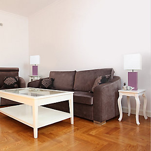 Home Accents Elegant Designs 2 Pk Modern Leather Table Lamp Set, Purple, Purple, rollover