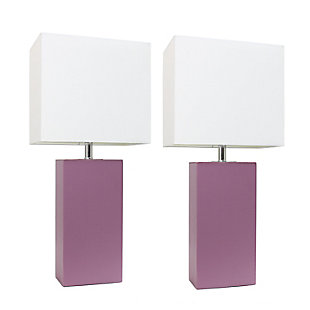 Home Accents Elegant Designs 2 Pk Modern Leather Table Lamp Set, Purple, Purple, large