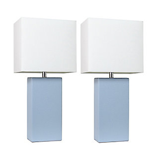 Home Accents Elegant Designs 2 Pk Modern Leather Table Lamp Set, Periwnkl, Periwinkle, large