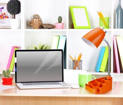 Home Accents LimeLights Gooseneck Organizer Desk Lamp w Device Holder,Orange, Orange, large