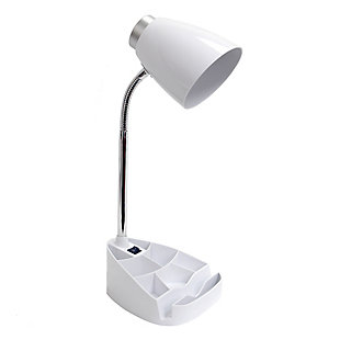 Home Accents LimeLights Gooseneck Organizer Desk Lamp w Device Holder, White, White, large