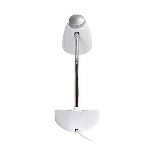 Style and functionality meet with this fun organizer desk lamp with iPad stand. It is beautiy finished and comes equipped to hold many of the important essentials needed in a desk organizer. The flexible chrome gooseneck allows you to point the light exactly where you need it. ON/OFF flip switch is located on the base for convenience. Organizer includes 8 compartments for storing pens, pencils, paper clips, etc. It also has a spot to rest your iPad, book, or notebook for easy viewing. Perfect for office, kids room, or college dorm!Plastic head and base with organizer and on/off button flip switch for convenience | Chrome gooseneck that allows you to point the light in any direction | Organizer includes 8 compartments for storing supplies and stand for ipad or book easy viewing | Dimensions: l: 6.5" x w: 6.5" x h: 18.5"