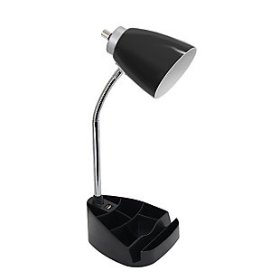 Home Accents LimeLights BLK Gooseneck Orgnzr Desk Lamp w Device Holder & USB, Black, large