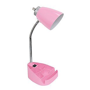 Home Accents LimeLights PNK Organizer Lamp w Device Holder & Charging Outlet, Pink, large