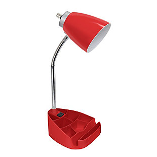 Home Accents LimeLights Red Organizer Lamp w Device Holder & Charging Outlet, Red, large