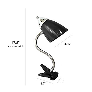 Style and functionality meet with this fun clip lamp. Comes equipped with durable clip. The flexible chrome gooseneck allows you to point the light exactly where you need it. ON/OFF switch is located on the shade for convenience. Perfect for office, kids room, or college dorm!Durable clip | Flexible gooseneck | Perfect for office, kids room, or college dorm! | Uses 1  x 40w type a medium base bulb (not included)