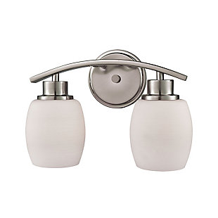 Three Light Casual Mission 3-Light for the Bath in Brushed Nickel with White Lined Glass, Brushed Nickel, rollover