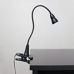 Home Accents Simple Designs 1W LED Gooseneck Clip Light Desk Lamp, Black, Black, rollover